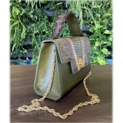 Su\u00e8i Bags-Suèi - Bag of Medium Size of Python, Lizard & Crocodile Leather - Green Water - Handmade in Italy - Luxury Exclusive Collection - Avvenice
