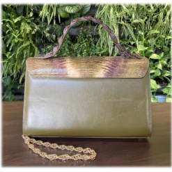 Su\u00e8i Bags-Suèi - Bag of Medium Size of Python, Lizard & Crocodile Leather - Green Water - Handmade in Italy - Luxury Exclusive Collection - Avvenice