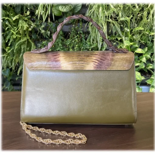 Su\u00e8i Bags-Suèi - Bag of Medium Size of Python, Lizard & Crocodile Leather - Green Water - Handmade in Italy - Luxury Exclusive Collection - Avvenice