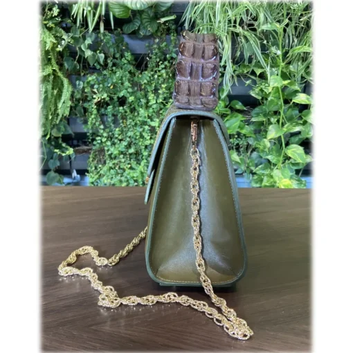Su\u00e8i Bags-Suèi - Bag of Medium Size of Python, Lizard & Crocodile Leather - Green Water - Handmade in Italy - Luxury Exclusive Collection - Avvenice