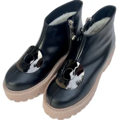 Su\u00e8i Shoes-Suèi - Boots with Plate Accessories and Rose Sole - Black - Handmade in Italy - Luxury Exclusive Collection - Avvenice