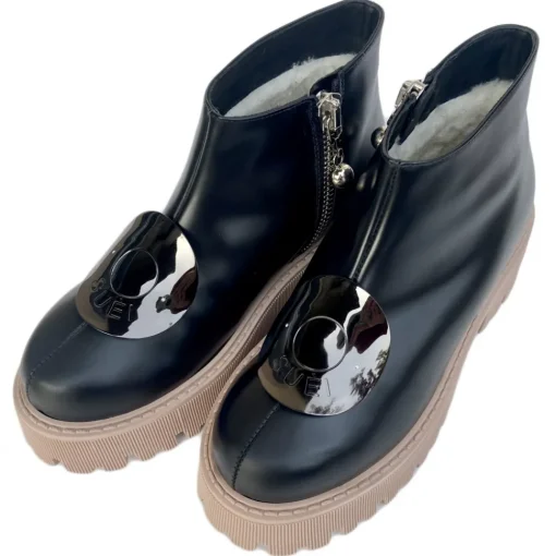 Su\u00e8i Shoes-Suèi - Boots with Plate Accessories and Rose Sole - Black - Handmade in Italy - Luxury Exclusive Collection - Avvenice