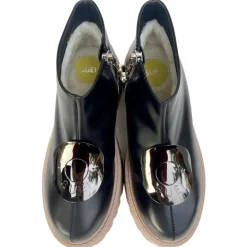 Su\u00e8i Shoes-Suèi - Boots with Plate Accessories and Rose Sole - Black - Handmade in Italy - Luxury Exclusive Collection - Avvenice