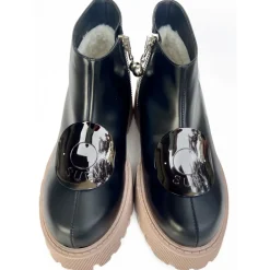 Su\u00e8i Shoes-Suèi - Boots with Plate Accessories and Rose Sole - Black - Handmade in Italy - Luxury Exclusive Collection - Avvenice