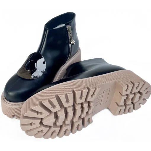 Su\u00e8i Shoes-Suèi - Boots with Plate Accessories and Rose Sole - Black - Handmade in Italy - Luxury Exclusive Collection - Avvenice