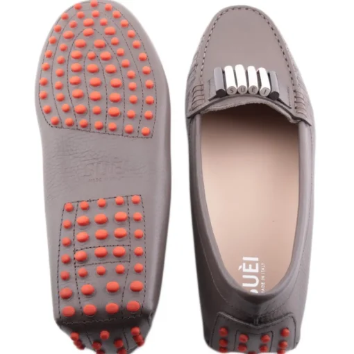 Su\u00e8i Shoes-Suèi - Moccasins Colour Etain with Bullets -  Handmade in Italy - Luxury Exclusive Collection - Avvenice
