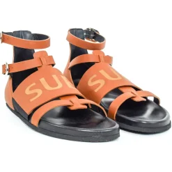 Su\u00e8i Shoes-Suèi - Sandals of Fussbett Structure Colour Terracotta - Handmade in Italy - Luxury Exclusive Collection - Avvenice