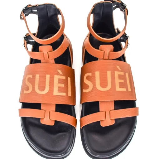 Su\u00e8i Shoes-Suèi - Sandals of Fussbett Structure Colour Terracotta - Handmade in Italy - Luxury Exclusive Collection - Avvenice
