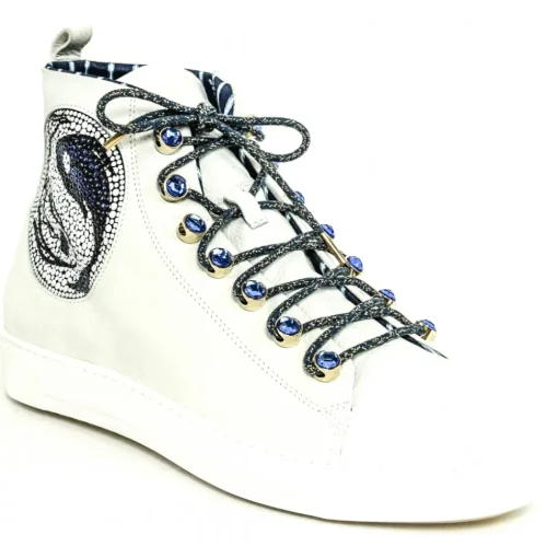 Su\u00e8i Shoes-Suèi - Sneakers with Blue Stone Eyelets and Yin&Yang Motive - Handmade in Italy - Luxury Exclusive Collection - Avvenice