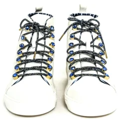 Su\u00e8i Shoes-Suèi - Sneakers with Blue Stone Eyelets and Yin&Yang Motive - Handmade in Italy - Luxury Exclusive Collection - Avvenice