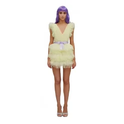 Teen Idol Dresses-- Orione Tulle Mini Dress with Shoulders - Yellow - Dresses - Teen-Ager - Luxury Exclusive Collection - Avvenice