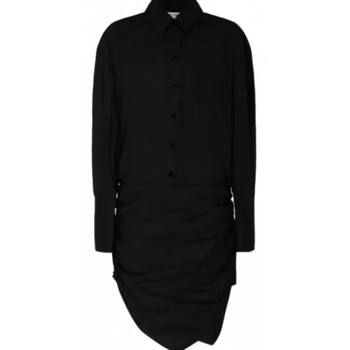 The Attico Dresses-- Black Asymmetric Hem Cotton Shirt Dress - Exclusive Luxury Collection - Avvenice