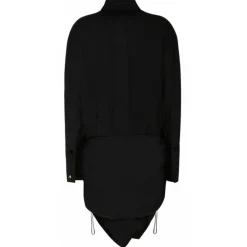 The Attico Dresses-- Black Asymmetric Hem Cotton Shirt Dress - Exclusive Luxury Collection - Avvenice