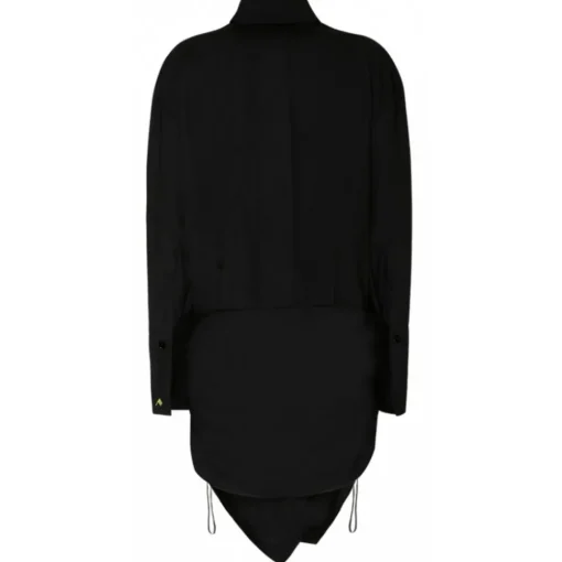 The Attico Dresses-- Black Asymmetric Hem Cotton Shirt Dress - Exclusive Luxury Collection - Avvenice