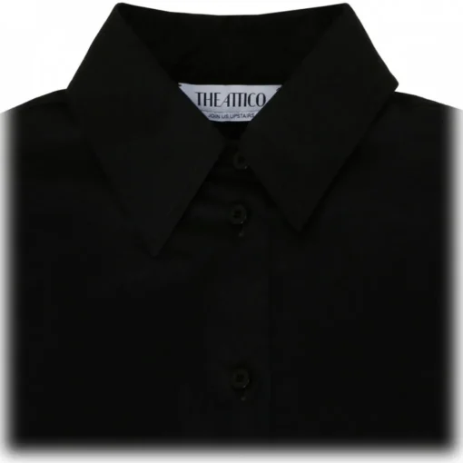 The Attico Dresses-- Black Asymmetric Hem Cotton Shirt Dress - Exclusive Luxury Collection - Avvenice