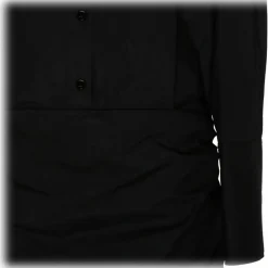 The Attico Dresses-- Black Asymmetric Hem Cotton Shirt Dress - Exclusive Luxury Collection - Avvenice