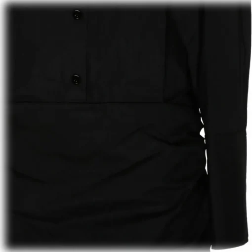 The Attico Dresses-- Black Asymmetric Hem Cotton Shirt Dress - Exclusive Luxury Collection - Avvenice