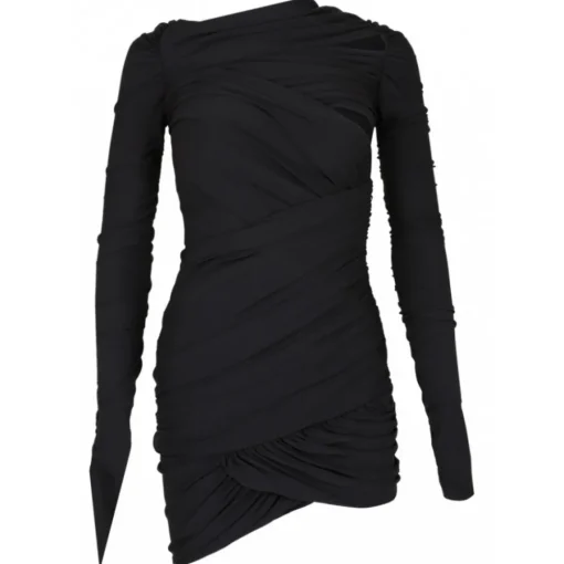 The Attico Dresses-- Black Wrap Mini Dress - Exclusive Luxury Collection - Avvenice