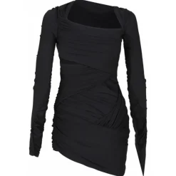 The Attico Dresses-- Black Wrap Mini Dress - Exclusive Luxury Collection - Avvenice