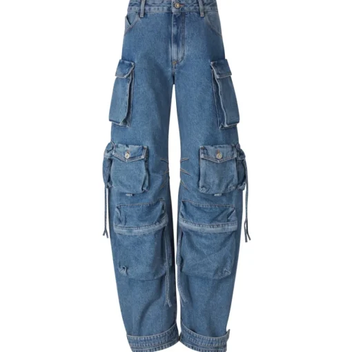 The Attico Trousers-- Fern Cargo Jeans - Exclusive Luxury Collection - Avvenice