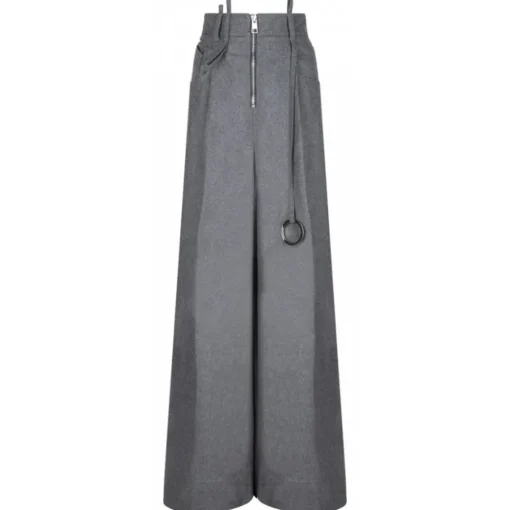 The Attico Trousers-- Grey Wide Leg Trousers - Exclusive Luxury Collection - Avvenice