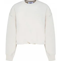 The Attico Sweatshirts-- Ivory Cotton Maeve Logo Embossed Cotton Sweatshirt - Exclusive Luxury Collection - Avvenice