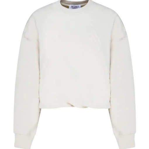 The Attico Sweatshirts-- Ivory Cotton Maeve Logo Embossed Cotton Sweatshirt - Exclusive Luxury Collection - Avvenice