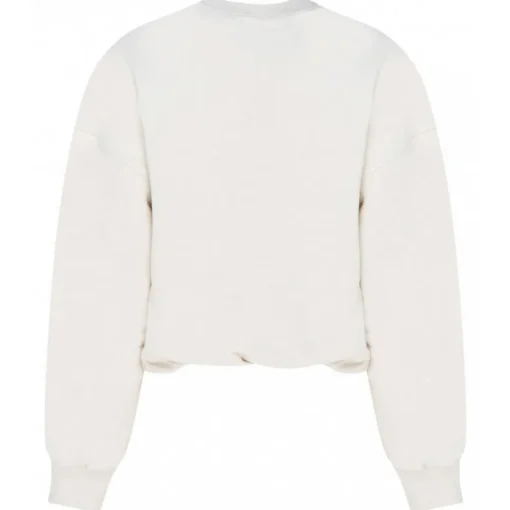 The Attico Sweatshirts-- Ivory Cotton Maeve Logo Embossed Cotton Sweatshirt - Exclusive Luxury Collection - Avvenice
