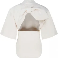 The Attico T-shirt-- Open Back T-Shirt in Ivory - Exclusive Luxury Collection - Avvenice