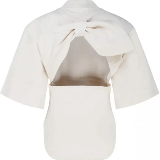 The Attico T-shirt-- Open Back T-Shirt in Ivory - Exclusive Luxury Collection - Avvenice