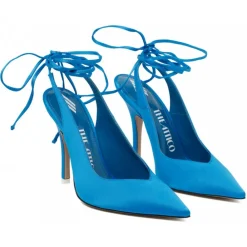 The Attico Shoes-- Turquoise Fabric and Leather Ankle Tied Pumps - Exclusive Luxury Collection - Avvenice
