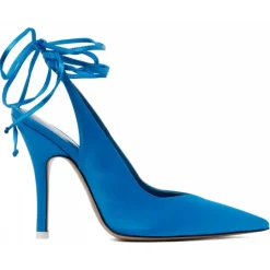 The Attico Shoes-- Turquoise Fabric and Leather Ankle Tied Pumps - Exclusive Luxury Collection - Avvenice