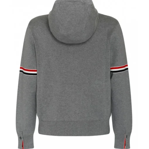 Thom Browne Sweatshirts-- Grey Striped Zip Up Hoodie - Exclusive Luxury Collection - Avvenice