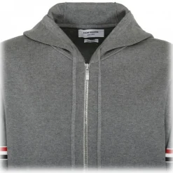 Thom Browne Sweatshirts-- Grey Striped Zip Up Hoodie - Exclusive Luxury Collection - Avvenice