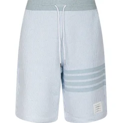 Thom Browne Trousers-- Light Blue 4-Bar Striped Shorts - Exclusive Luxury Collection - Avvenice