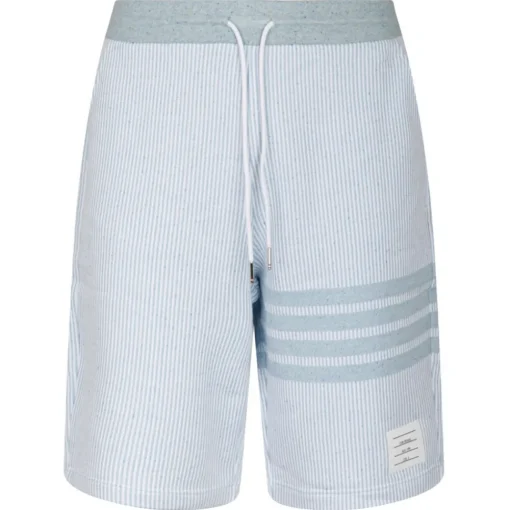Thom Browne Trousers-- Light Blue 4-Bar Striped Shorts - Exclusive Luxury Collection - Avvenice