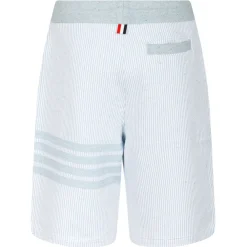 Thom Browne Trousers-- Light Blue 4-Bar Striped Shorts - Exclusive Luxury Collection - Avvenice