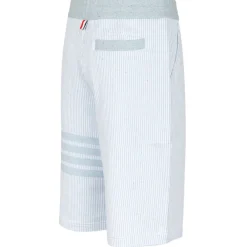 Thom Browne Trousers-- Light Blue 4-Bar Striped Shorts - Exclusive Luxury Collection - Avvenice