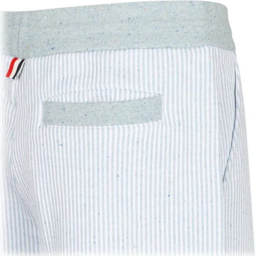 Thom Browne Trousers-- Light Blue 4-Bar Striped Shorts - Exclusive Luxury Collection - Avvenice