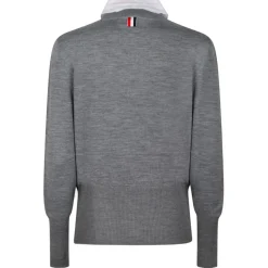 Thom Browne T-shirt-- Light Grey Pullover Combo Shirt - Exclusive Luxury Collection - Avvenice