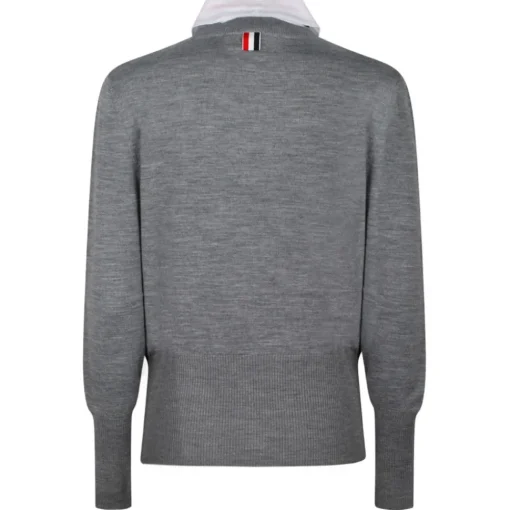 Thom Browne T-shirt-- Light Grey Pullover Combo Shirt - Exclusive Luxury Collection - Avvenice