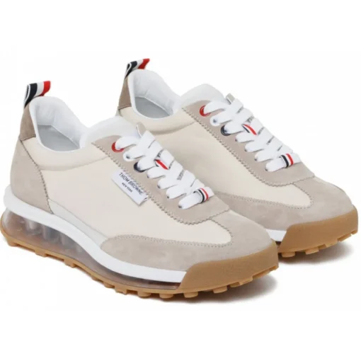Thom Browne Shoes-- Med Brown Leather Tech Runner low Top Sneakers - Exclusive Luxury Collection - Avvenice