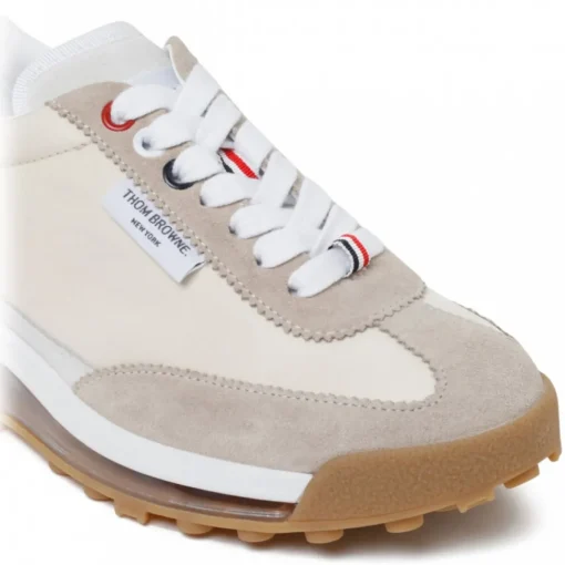 Thom Browne Shoes-- Med Brown Leather Tech Runner low Top Sneakers - Exclusive Luxury Collection - Avvenice