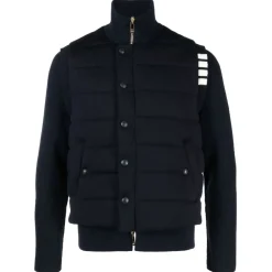 Thom Browne Jackets-- Merino and Jersey Padded Reversible 4-bar Funnel Neck Jacket - Exclusive Luxury Collection - Avvenice