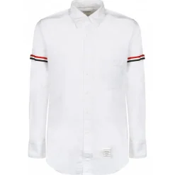Thom Browne Shirts-- White Oxford Classic Armbands Shirt - Exclusive Luxury Collection - Avvenice