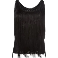 Tom Ford Tops-- Black Fringe Tank Top - Exclusive Luxury Collection - Avvenice