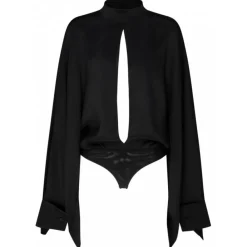 Tom Ford Shirts-- Black Silk Wide Sleeve Bodysuit - Exclusive Luxury Collection - Avvenice