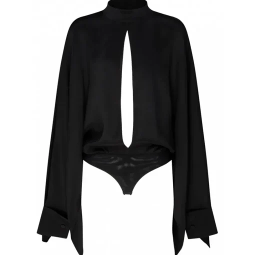 Tom Ford Shirts-- Black Silk Wide Sleeve Bodysuit - Exclusive Luxury Collection - Avvenice