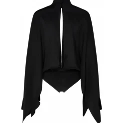 Tom Ford Shirts-- Black Silk Wide Sleeve Bodysuit - Exclusive Luxury Collection - Avvenice