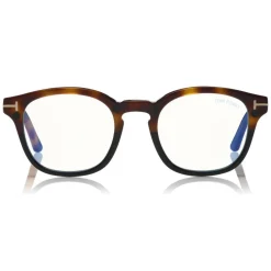 Tom Ford Eyewear Sunglasses & Eyewear-Tom Ford - Blue Block Optical Glasses - Round Optical Glasses - Dark Havana Blue - FT5532-B - Optical Glasses - - Avvenice